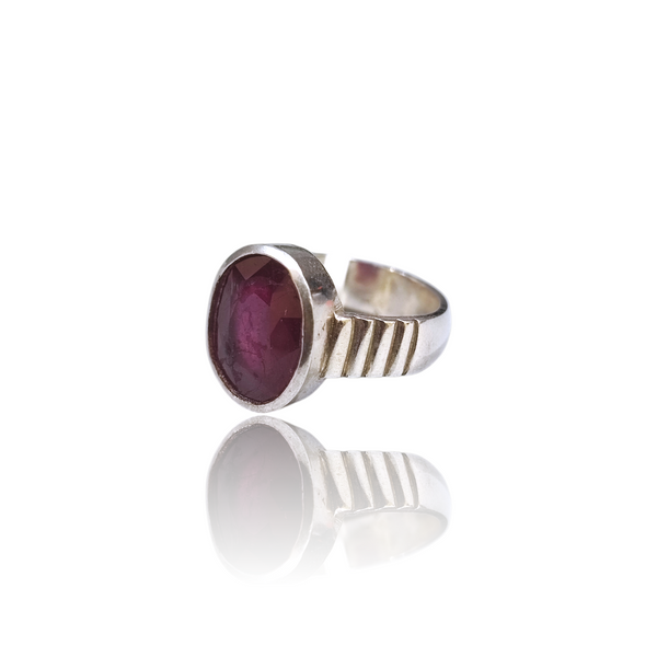 Natural natural ruby manik silver ring 8.14ct — lab certified Click Gems