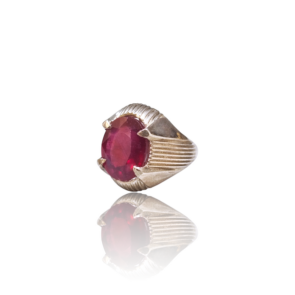 Natural natural ruby manik silver ring 9.20ct — lab certified Click Gems