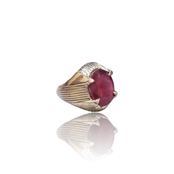 Natural Ruby Silver Ring 9.20 Ct — side view, lab certified natural natural ruby manik