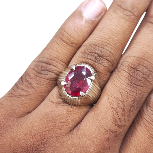 Natural Ruby Silver Ring 9.20 Ct — natural natural ruby manik ring view 4