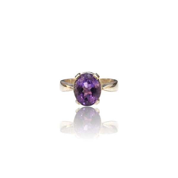 Natural Amethyst Silver Ring 4.88 Ct — close up detail, authentic amethyst katela silver ring