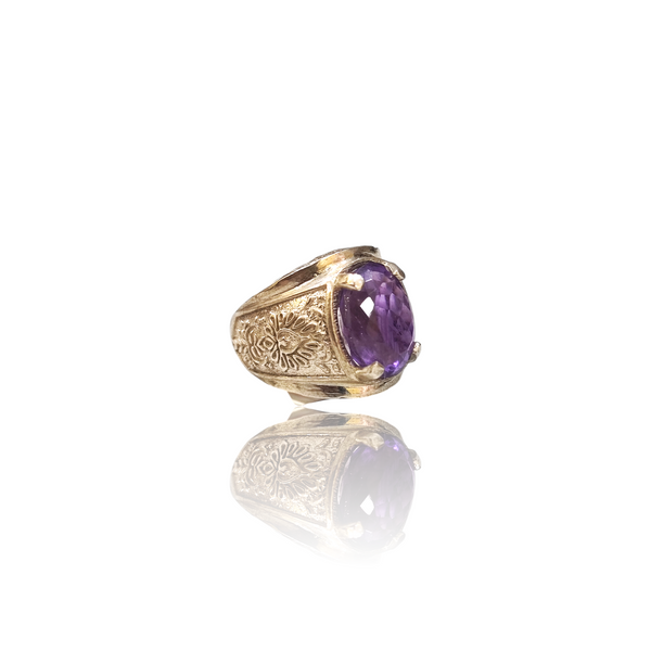 Natural Amethyst Silver Ring 8.25 Ct — side view, lab certified natural amethyst katela