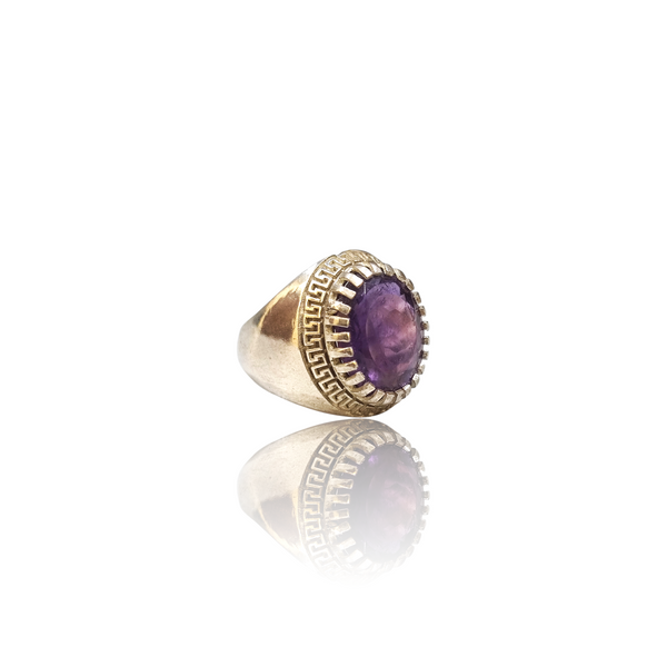 Natural Amethyst Silver Ring 7.35 Ct — side view, lab certified natural amethyst katela
