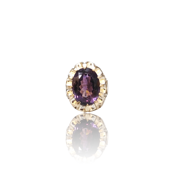 Natural Amethyst Silver Ring 17.36 Ct — close up detail, authentic amethyst katela silver ring