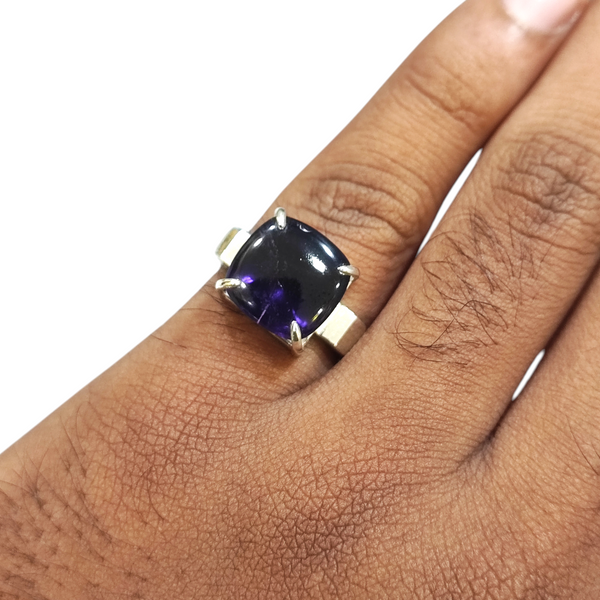 Natural Amethyst Silver Ring 8.20 Ct — natural amethyst katela ring view 4