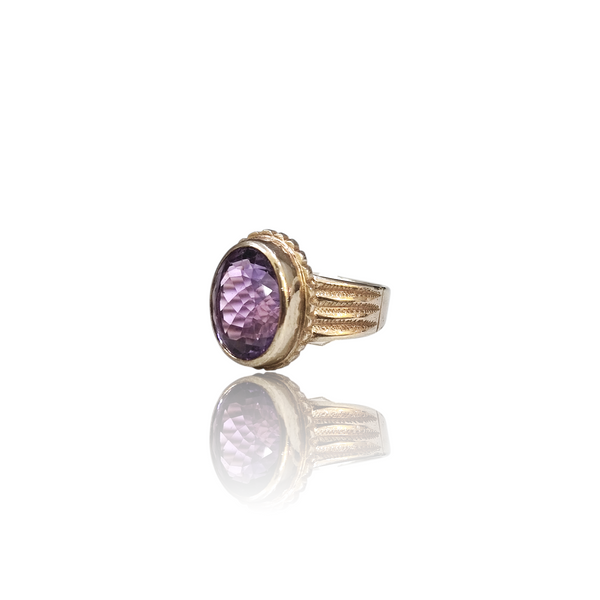 Natural amethyst katela silver ring 11.69ct — lab certified Click Gems
