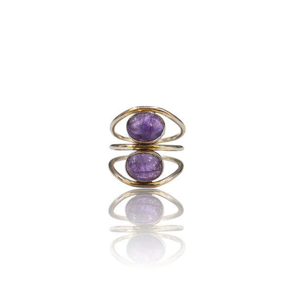 Natural Amethyst Silver Ring 5.00 Ct — close up detail, authentic amethyst katela silver ring