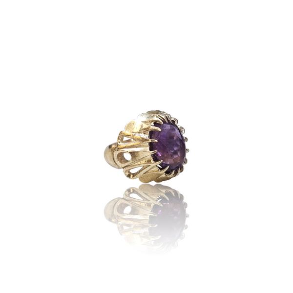 Natural Amethyst Silver Ring 8.75 Ct — side view, lab certified natural amethyst katela