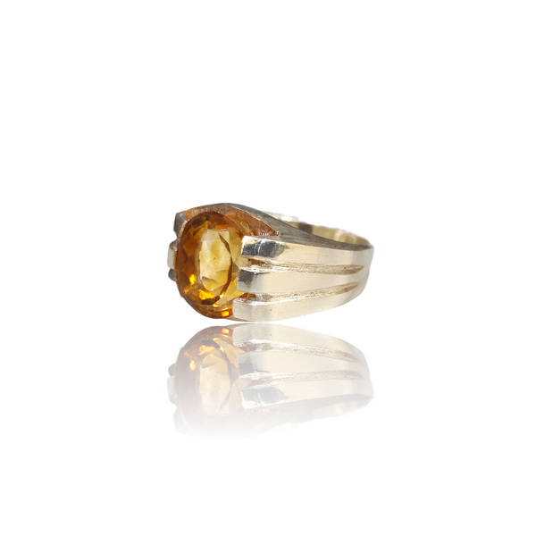 Natural citrine sunela silver ring 5.73ct — lab certified Click Gems