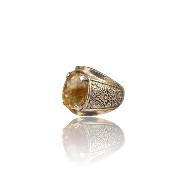 Natural citrine sunela silver ring 6.89ct — lab certified Click Gems
