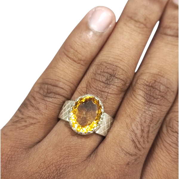 Natural Citrine Silver Ring 9.10 Ct — natural citrine sunela ring view 4
