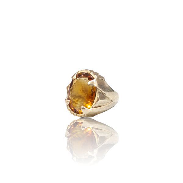 Natural citrine sunela silver ring 11.17ct — lab certified Click Gems