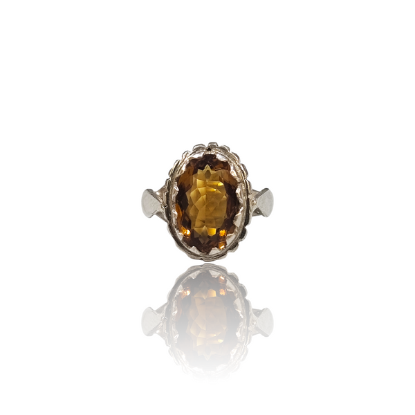Natural Citrine Silver Ring 3.66 Ct — close up detail, authentic citrine sunela silver ring
