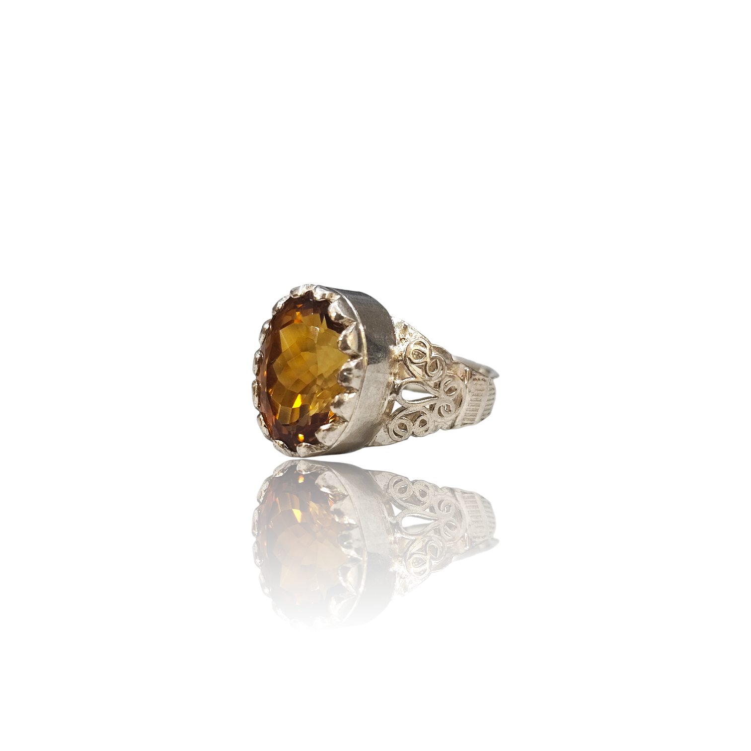 Natural Citrine Silver Ring 11.66 Ct | Click Gems