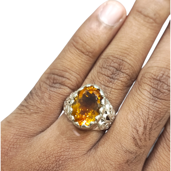 Natural Citrine Silver Ring 11.66 Ct — natural citrine sunela ring view 4
