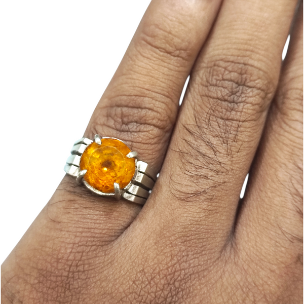 Natural Citrine Silver Ring 5.51 Ct — natural citrine sunela ring view 4
