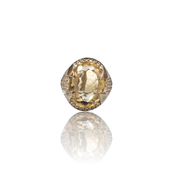 Natural Citrine Silver Ring 9.65 Ct — close up detail, authentic citrine sunela silver ring