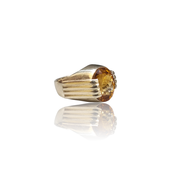 Natural Citrine Silver Ring 9.11 Ct — side view, lab certified natural citrine sunela