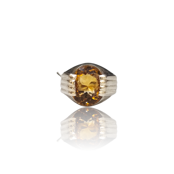 Natural Citrine Silver Ring 9.11 Ct — close up detail, authentic citrine sunela silver ring