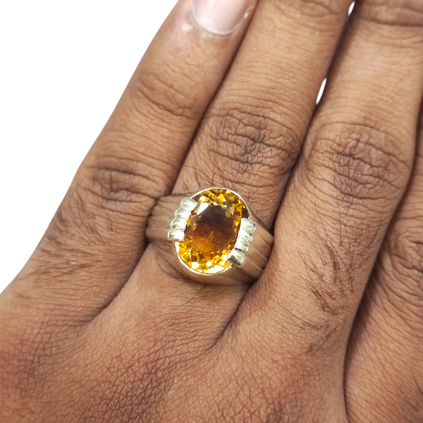 Natural Citrine Silver Ring 9.11 Ct — natural citrine sunela ring view 4