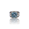 Natural Blue Topaz Silver Ring 7.11 Ct — close up detail, authentic blue topaz silver ring