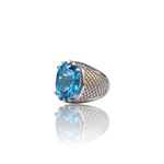 Natural Blue Topaz Silver Ring 7.77 Ct