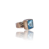 Natural Blue Topaz Silver Ring 10.03 Ct — side view, lab certified natural blue topaz