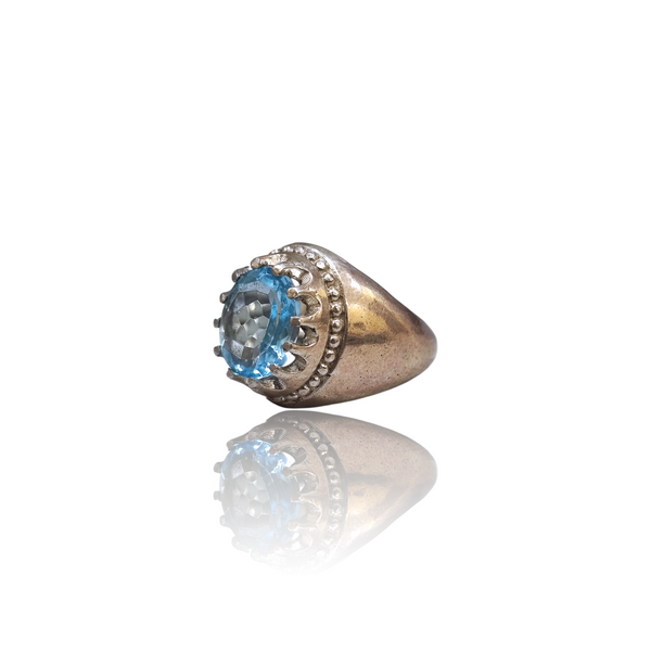 Natural blue topaz silver ring 4.44ct — lab certified Click Gems