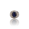 Natural Blue Sapphire Thailand Model Silver Ring 5.90 Ct — close up detail, authentic blue sapphire neelam silver ring