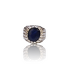 Natural Blue Sapphire Silver Ring 7.25 Ct — close up detail, authentic blue sapphire neelam silver ring