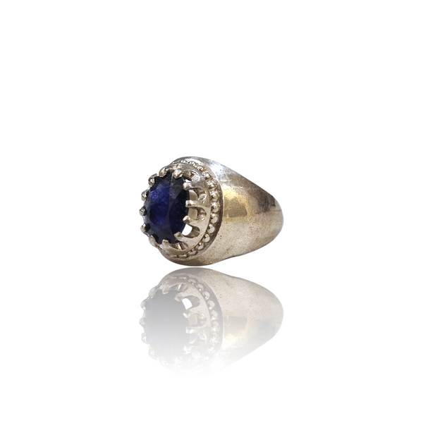 Natural blue sapphire neelam silver ring 3.60ct — lab certified Click Gems