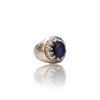 Natural Blue Sapphire Silver Ring 3.60 Ct — side view, lab certified natural blue sapphire neelam
