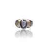 Natural Ceylon Blue Sapphire Silver Ring Ct — close up detail, authentic Ceylon blue sapphire neelam silver ring