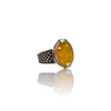 Natural Yellow Sapphire Silver Ring 10.47 Ct — side view, lab certified natural yellow sapphire pukhraj