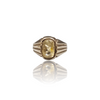 Natural Ceylon Yellow Sapphire Silver Ring 4.00 Ct — close up detail, authentic yellow sapphire pukhraj silver ring