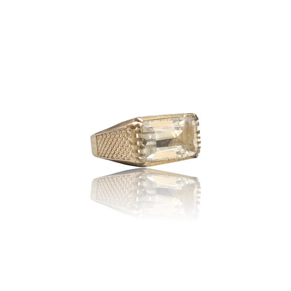 Natural Rock Crystal Silver Ring 8.74 Ct — side view, lab certified natural gemstone