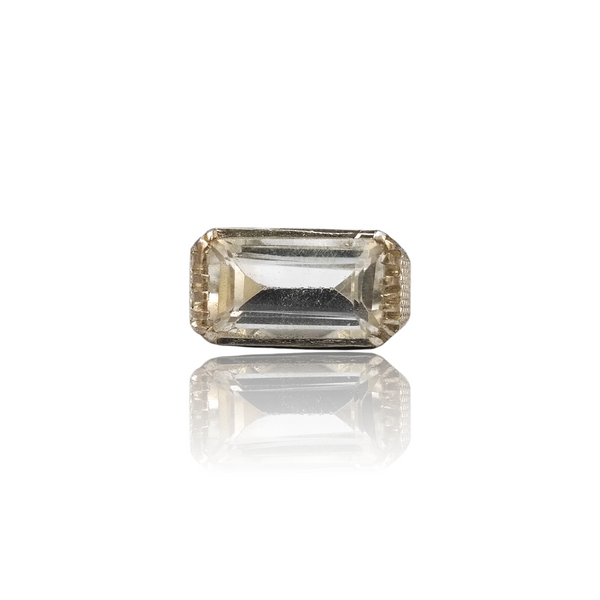 Natural Rock Crystal Silver Ring 8.74 Ct — close up detail, authentic gemstone silver ring