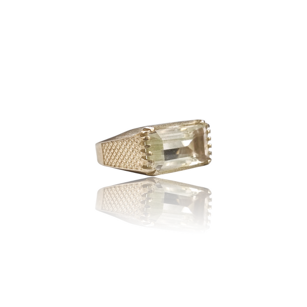 Natural Rock Crystal Silver Ring 7.15 Ct — side view, lab certified natural gemstone
