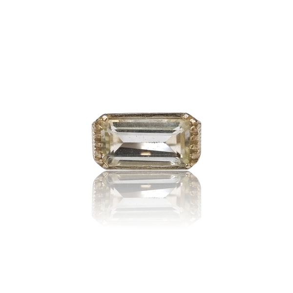 Natural Rock Crystal Silver Ring 7.15 Ct — close up detail, authentic gemstone silver ring