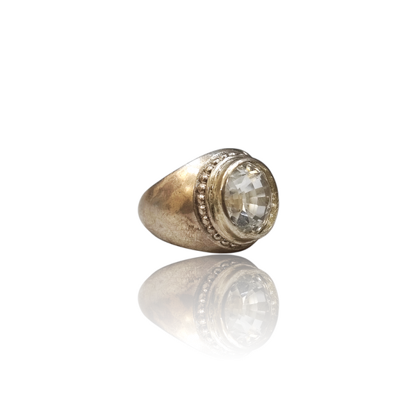 Natural White Topaz Silver Ring 6.10 Ct — side view, lab certified natural gemstone