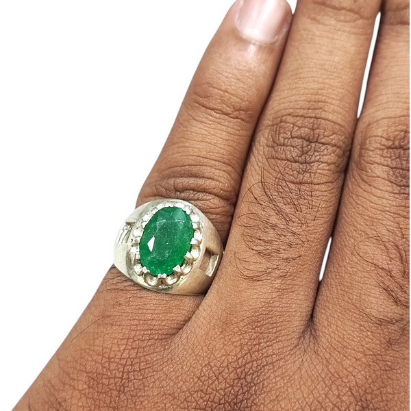 Natural Aventurine Quartz Silver Ring 4.40 Ct — natural green aventurine ring view 4