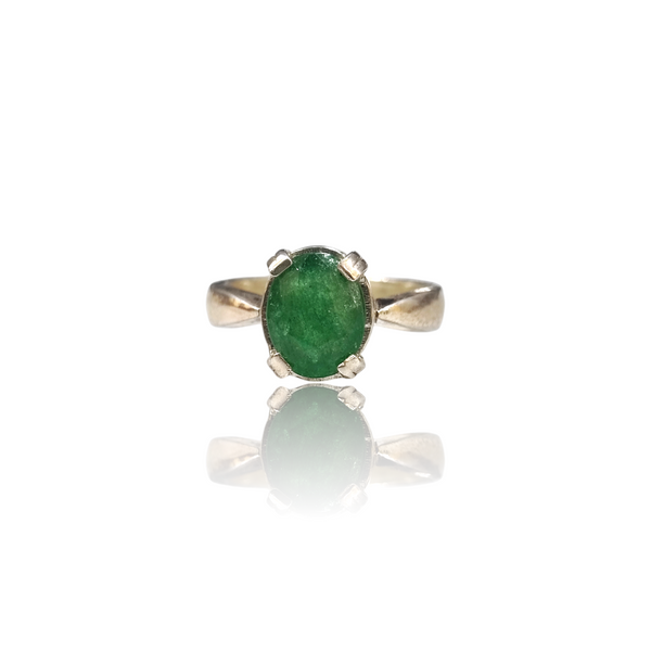 Natural Aventurine Quartz Silver Ring 4.64 Ct — close up detail, authentic green aventurine silver ring