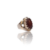 Natural Aqiq Silver Ring 6.86 Ct — side view, lab certified natural gemstone