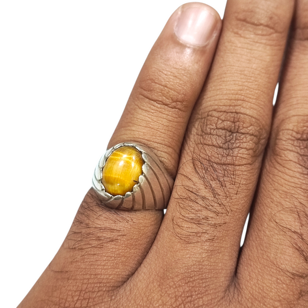 Natural Tigereye Silver Ring 5.16 Ct — natural tiger eye ring view 4