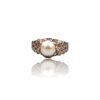 Natural Pearl Silver Ring 4.38 Ct — close up detail, authentic gemstone silver ring