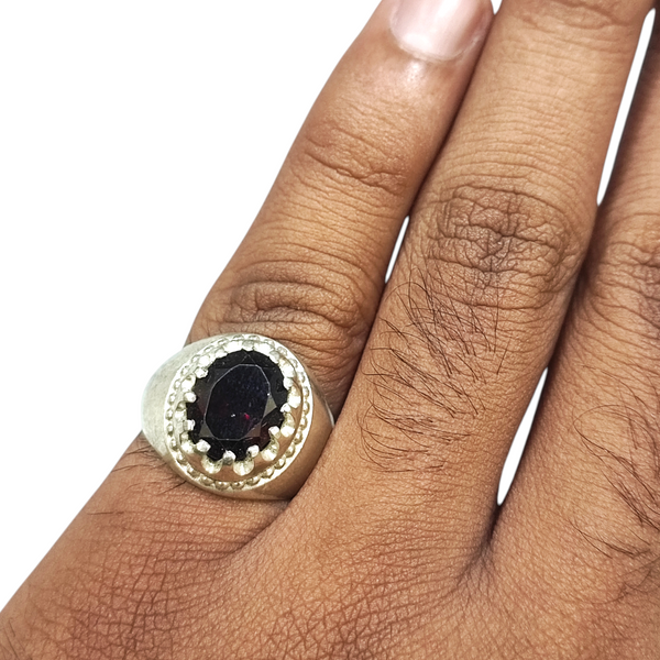 Natural Garnet Silver Ring 4.94 Ct — natural gemstone ring view 4