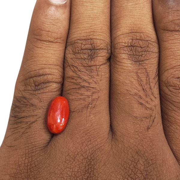 Natural Red Coral 4.10Ct — natural red coral moonga gemstone view 4
