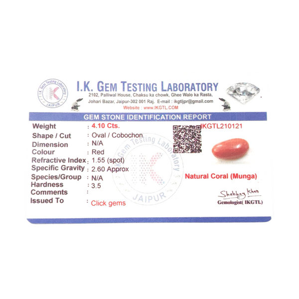 Natural Red Coral 4.10Ct — natural red coral moonga gemstone view 5