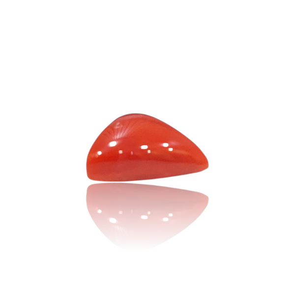 Natural Red Coral 4.60Ct — close up detail, authentic red coral moonga silver gemstone