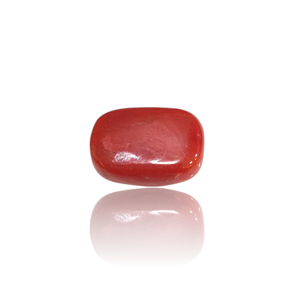 Natural Red Coral 6.10Ct — side view, lab certified natural red coral moonga